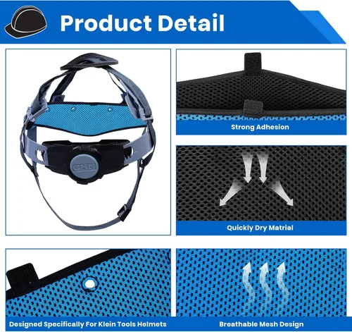Vista 4 de 9 unidades de bandas de sudor para casco duro, lavables, reutilizables, protectores de sudor, accesorios para cascos de aire, color azul