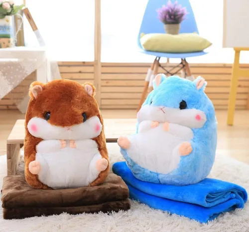 Vista 2 de YunNasi Almohada de peluche con manta de 19.7 pulgadas, color azul