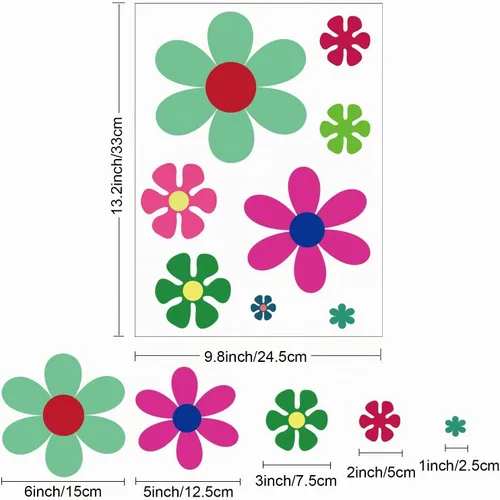 Vista 5 de Zonon 12 hojas de calcomanías de margaritas, 96 calcomanías retro de flores