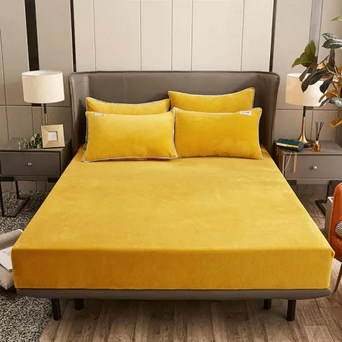 Vista 13 de Sábana bajera suave para invierno, cálidas, antideslizantes, de terciopelo cristalino, para dormitorio, casa de familia, color puro, para cama Azul