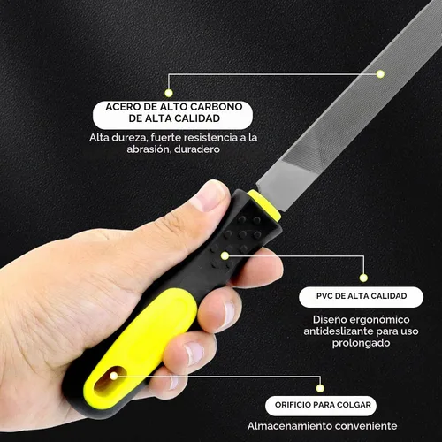 Vista 9 de Lima plana de 6 pulgadas de longitud, lima de mano de acero de alto carbono con mango ergonómico para remover, refinar, dar forma y raspar proyectos