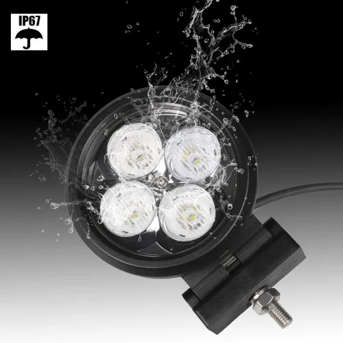 Vista 9 de Lightronic Luces de trabajo LED redondas todoterreno de 4 pulgadas, haz de inundación blanco frío de 6000 K, carcasa de aluminio resistente