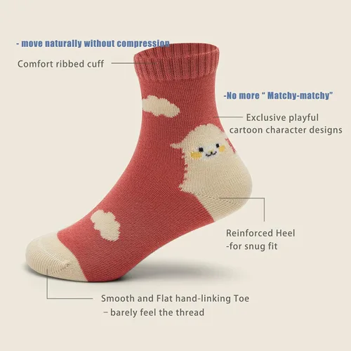 Vista 18 de Aisyee Calcetines de algodón para niños, calcetines sin costuras para niños, calcetines coloridos de cuarto de punto, paquete de 6