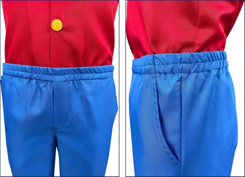 Vista 6 de MRHALLCOS Disfraz de Luffy de una pieza para cosplay, abrigo rojo, pantalones cortos azules