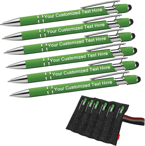 Vista 9 de EAQ Bolígrafos personalizados grabados personalizados con punta de lápiz capacitivo, bolígrafos con nombre de texto y mensaje para aniversarios