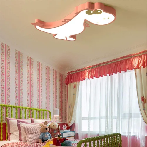 Vista 2 de RUNNUP Lámpara de techo LED de dinosaurio creativa, lámpara de techo empotrada para dormitorio de niños, decoración moderna, lámpara colgante