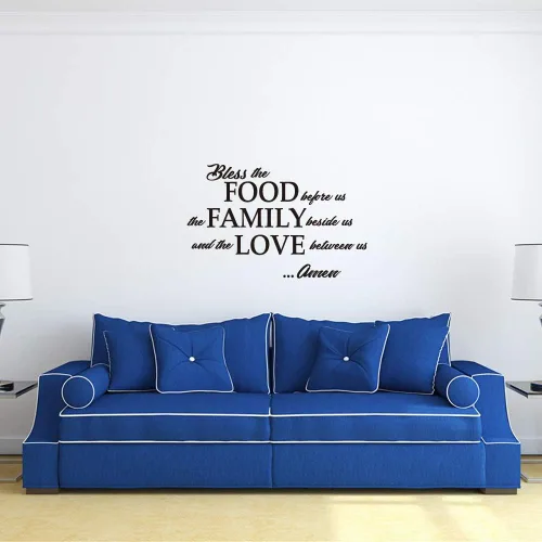 Vista 3 de Bless the Food Before us, the Family Beside Us and the Love Between Us Amen - Calcomanía para pared, citas, oración, comedor, cocina, decoración
