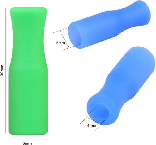 Vista 2 de 12 puntas de popote de silicona, fundas multicolores de grado alimenticio para popotes de acero inoxidable (negro)