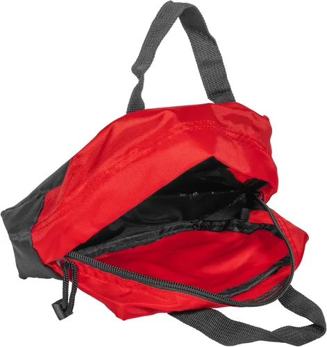 Vista 3 de MFASCO Bolsa de primeros auxilios de nailon rojo, asas de lona resistentes, compartimentos con doble cremallera, compacta y fácil de transportar