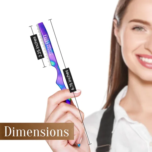 Vista 7 de Facón - Navajas para cortar el cabello - Juego profesional de navajas para peinado con 11 cuchillas de repuesto, herramienta de corte de cabello