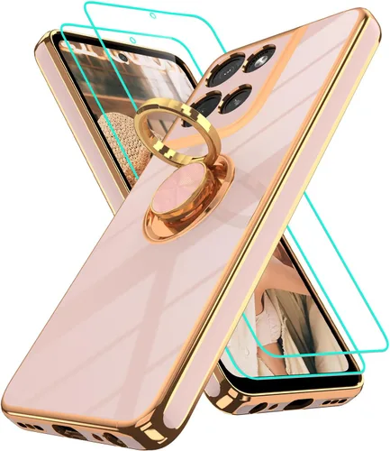 Vista 107 de Funda para Motorola Moto G 5G 2024: Funda Moto G Play 5G 2024 con 2 piezas de protectores de pantalla, soporte de anillo de rotación de 360°
