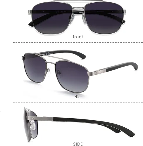 Vista 2 de ZENOTTIC Gafas de sol polarizadas de madera aviadora para hombre 100 protección UV pesca conducción de golf