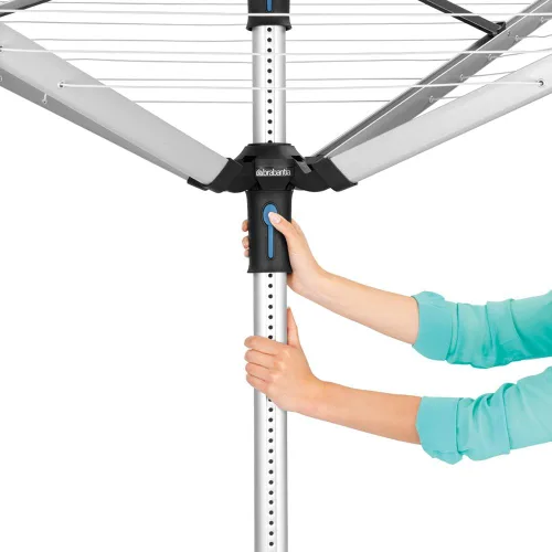 Vista 2 de Brabantia Lift-O-Matic Advance - Tendedero de 4 brazos para exteriores (164 pies / Ø 1.97 pulgadas) de altura ajustable, tendedero plegable + estaca