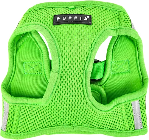 Vista 2 de Puppia Arnés suave para perro, sin estrangulamiento, reflectante, triple capa, malla transpirable para perros pequeños y medianos, verde, S