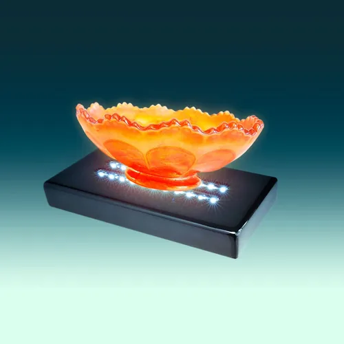 Vista 4 de Base Iluminada de 20 LED para Arte de Vidrio - Base de Soporte de Luz Blanca Satinada Rectangular en Negro Mate para Arte de Vidrio 3D, Decoración