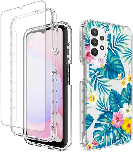 Vista 8 de Funda para Galaxy A13 4G/A13 LTE 4G SM-A135F con protector de pantalla de vidrio templado, suave 360 cuerpo completo, a prueba de golpes