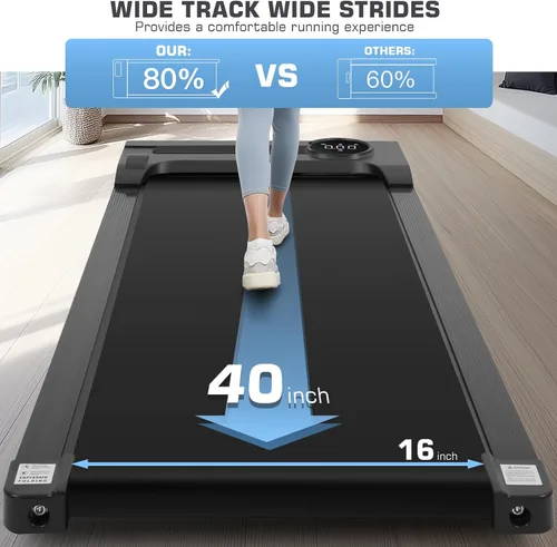 Vista 5 de ANCHEER Walking Pad 3.0HP Under Desk Treadmill 300lbs Weight Capacity with Remote Control, Compact Electric Treadmills for Home/Gym/Office with LED