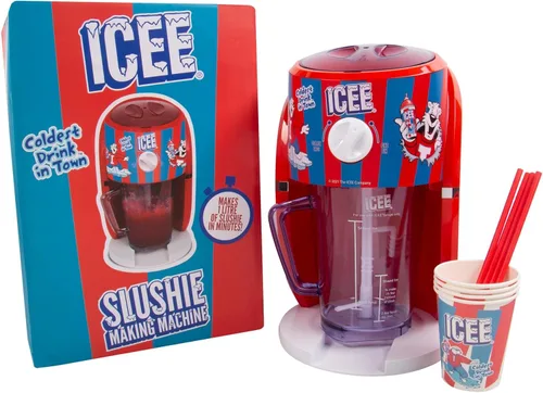 Vista 3 de Máquina de cono de nieve ICEE y paquete de 4 jarabes ICEE. Auténtica máquina de afeitar de hielo ICEE Home. Crea hasta medio galón de hielo