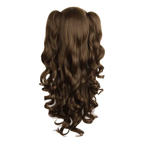 Vista 75 de Peluca MapofBeauty Lolita para disfraz, cabello largo, rizado, con coleta, Blanco