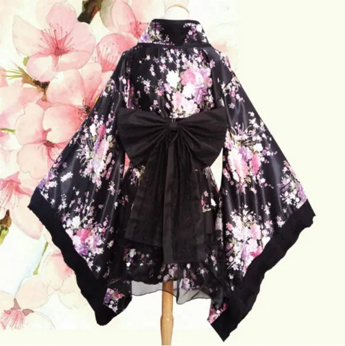 Vista 4 de Cosplay Life Vestido kimono de flores, disfraz de cosplay para mujer, traje de Halloween