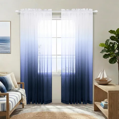 Vista 20 de KOUFALL Cortinas de ventana de baño para ducha, juego de 2 paneles de cortinas cortas transparentes en blanco y negro para cocina, dormitorio