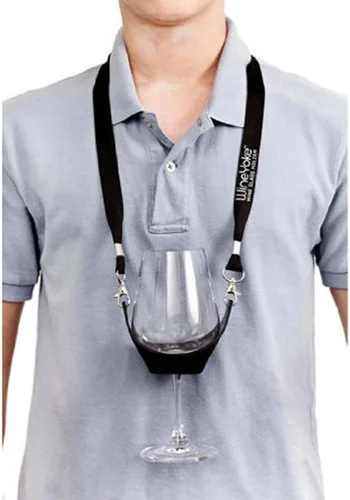 Vista 3 de Juego de 3 collares con cordón para copas de vino con soporte para copas de vino "WineYoke