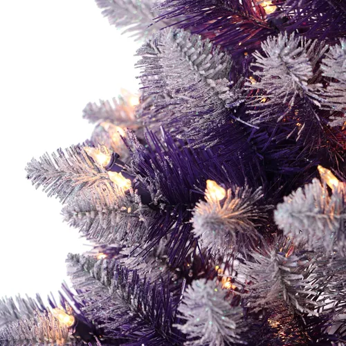 Vista 4 de Puleo International Árbol de Navidad artificial morado preiluminado, verde