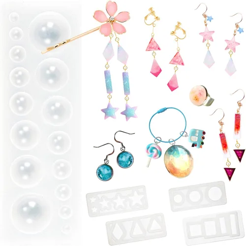 Vista 19 de FUNSHOWCASE Mini Moldes Surtidos de Joyería de Resina y Epoxy de Estrellas de Silicona Pequeños para Artesanía Delicada
