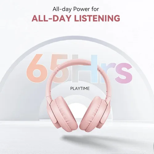 Vista 4 de KVIDIO Auriculares Bluetooth, auriculares inalámbricos con micrófono, tiempo de funcionamiento de 65 horas, auriculares sobre la oreja