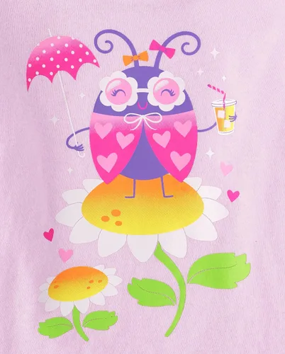 Vista 3 de The Children's Place Camisetas estampadas de manga corta para bebés y niñas pequeñas, con diseño de unicornios y mariposas, a la moda, paquete de 3