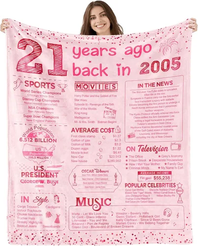 Vista 8 de Regalos de cumpleaños 21 para ella y él, regalo de feliz cumpleaños de 21 años para mujeres, hija, hijo, niña, niño, hermana, manta suave en 2005-60