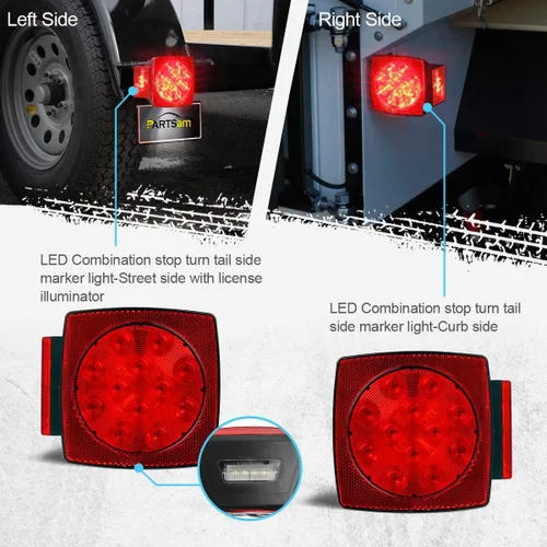 Vista 7 de Partsam Luz LED cuadrada impermeable de 12 V, resistente al agua, cable de remolque en línea de 7 vías con caja de conexiones de 7 bandas
