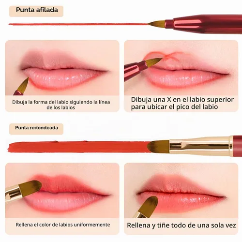 Vista 4 de Unaone [Paquete de 2] Pincel de labios para lápiz labial, pinceles de labios retráctiles, pincel de maquillaje de doble punta para lápiz labial
