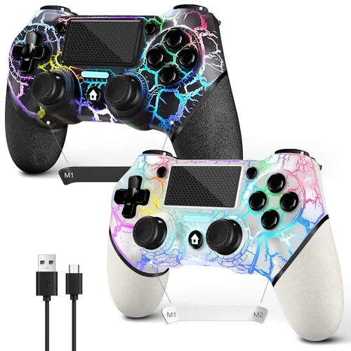 Vista 9 de AceGamer Wireless Controller for PS4, Custom Design V2 Gamepad Joystick for PS4 with Non-Slip Grip of Both Sides and 3.5mm Audio Jack! Thumb Caps