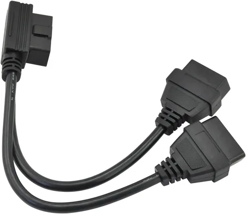 Vista 7 de iKKEGOL 30cm/12 Pulgadas Ángulo Derecho OBD2 OBD II Cable Divisor Y 1x Macho y 2X Hembra Adaptador de Puerto J1962