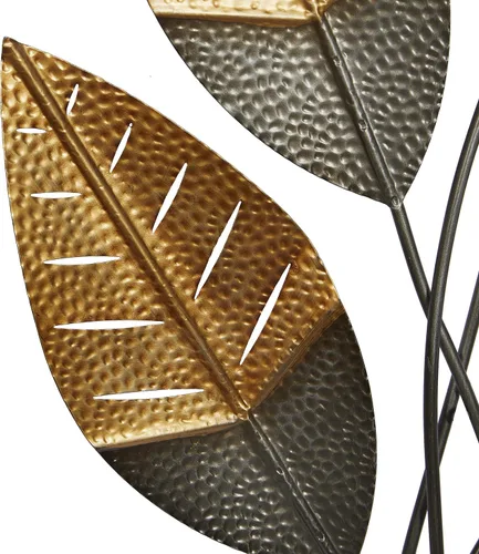 Vista 4 de Deco 79 Decoración de pared de hojas de metal, 17 x 2 x 43 pulgadas, color dorado