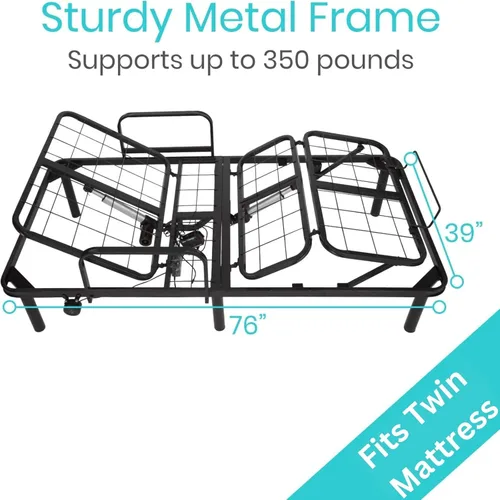 Vista 10 de Vive - Base de cama ajustable (individual) - Plataforma eléctrica de metal Marco de cama con base ajustable para colchón de hospital, control remoto