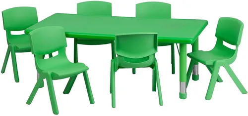 Vista 2 de BOWERY HILL Juego de mesa de actividades ajustable cuadrada de plástico/metal de 3 piezas en verde