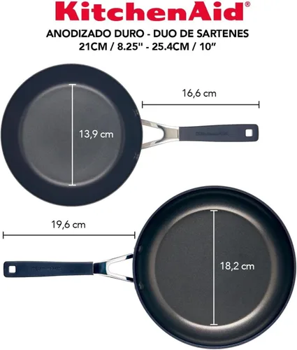 Vista 7 de KitchenAid 84803 Juego de sartenes antiadherentes de anodizado duro/sartén, 8.25 pulgadas y 10 pulgadas - Negro Onyx
