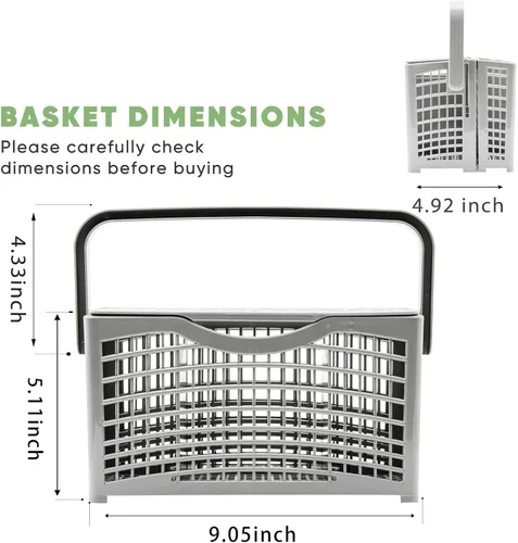 Vista 4 de Cesta universal de repuesto para lavavajillas, cesta 2 en 1 para utensilios/cubiertos, compatible con Bosch, Maytag, Kenmore, Whirlpool, KitchenAid