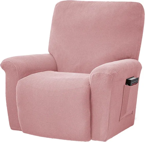 Vista 14 de CONRUSER Fundas elásticas para sillas reclinables, funda suave de 4 piezas, funda gruesa para sofá individual, funda de jacquard con bolsillo