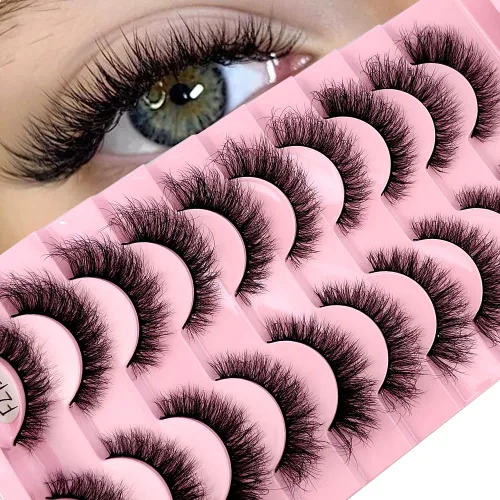 Vista 18 de 10 pares de pestañas postizas de visón 3D, hechas a mano, pestañas largas y finas, pestañas naturales para maquillaje de ojos (3-6)