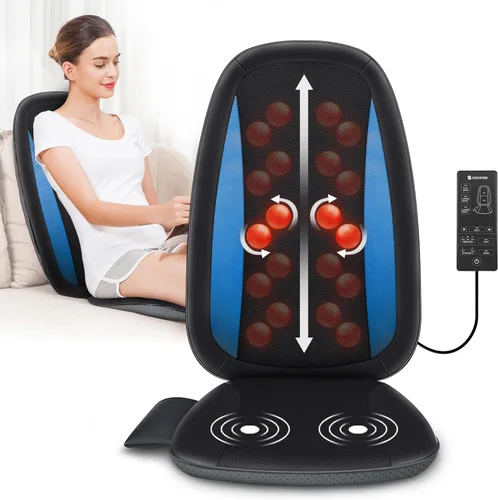 Vista 11 de COMFIER - Masajeador de espalda Shiatsu con calor, cojín de asiento de masaje de tejido profundo, almohadilla para silla de masaje para espalda