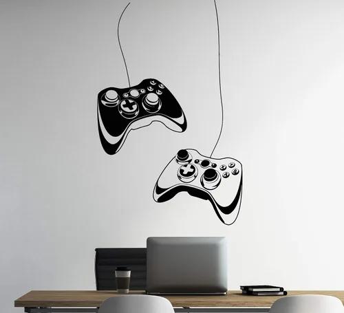 Vista 4 de Vinilo adhesivo para pared gamer, joystick de vinilo para habitación de niños, decoración grande z4909 (28 x 43 pulgadas)