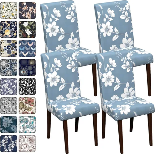 Vista 105 de Fundas para sillas de comedor CoSofSLIP, juego de 2, fundas estampadas elásticas antideslizantes, fundas extraíbles y lavables para sillas