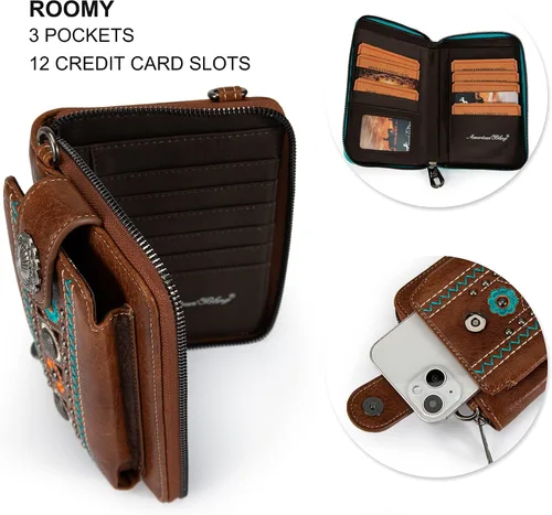 Vista 4 de Montana West Small Crossbody Cell Phone Purses for Women Western Cell Phone Wallet Bags Purses and Handbags with Coin Pocket