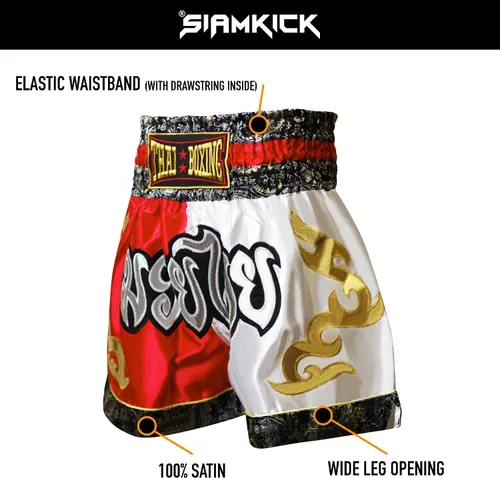 Vista 5 de Pantalones cortos clásicos de Muay Thai para hombres y mujeres, boxeo, kickboxing, alto grado, artes marciales mixtas, ropa de entrenamiento