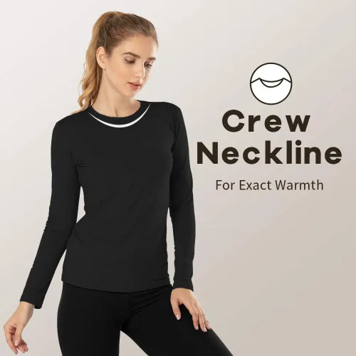 Vista 4 de MANCYFIT Camiseta térmica de manga larga con forro polar para mujer