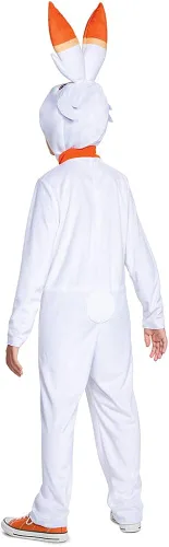 Vista 2 de Disfraz de Pokémon Scorbunny para niños, overol oficial con capucha de Pokémon con orejas