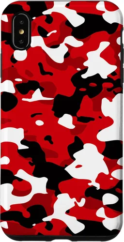 Vista 11 de iPhone 16 Negro + Blanco + Rojo Camuflaje Patrón Funda